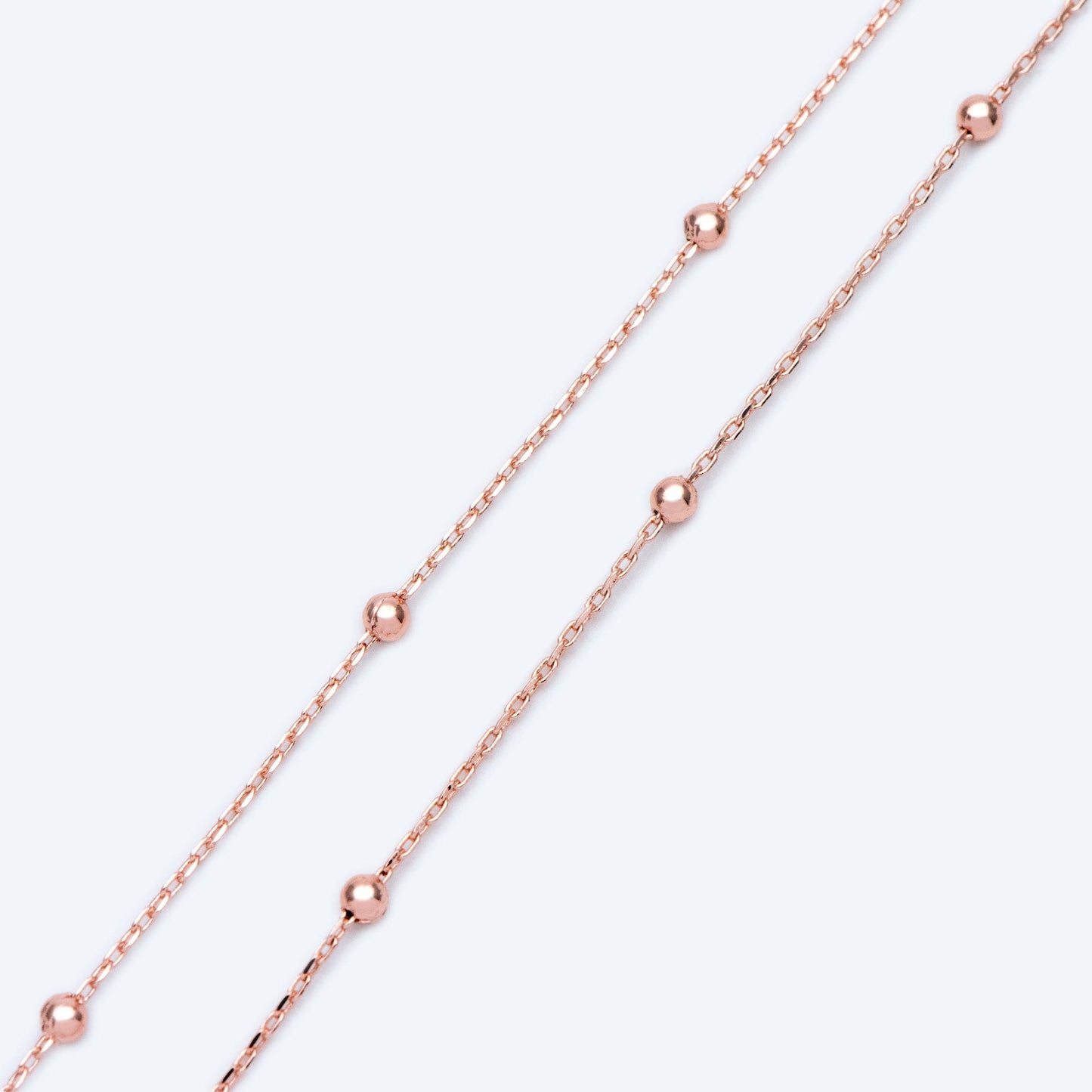 Gold/ Silver/ Rose Gold Satellite Chains, 1.1mm Chain with 2.5mm Round Beads, Color Not Easily Tarnish (#LK-170)/ 1 Meter=3.3 ft