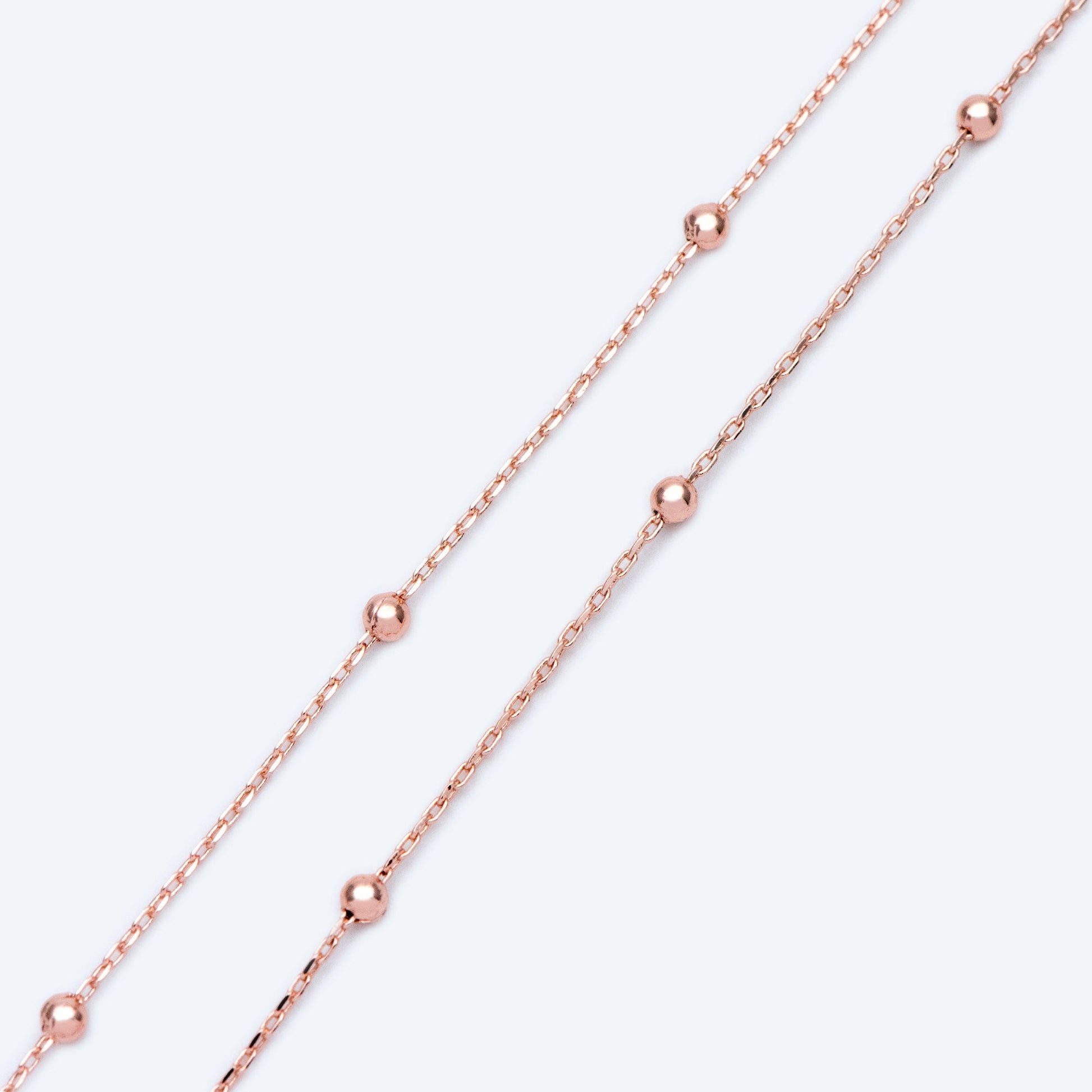Gold/ Silver/ Rose Gold Satellite Chains, 1.1mm Chain with 2.5mm Round Beads, Color Not Easily Tarnish (#LK-170)/ 1 Meter=3.3 ft