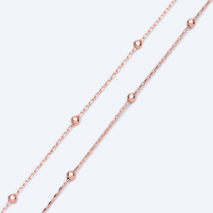Gold/ Silver/ Rose Gold Satellite Chains, 1.1mm Chain with 2.5mm Round Beads, Color Not Easily Tarnish (#LK-170)/ 1 Meter=3.3 ft