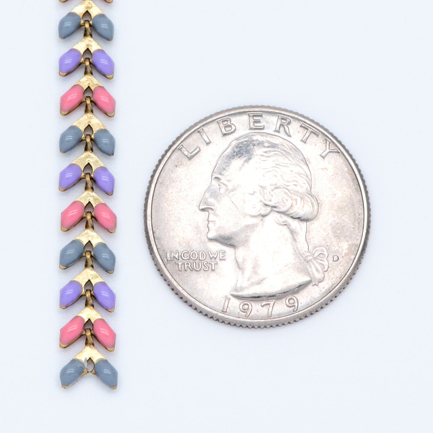 Rainbow Enamel Brass Chevron Chain 6mm, Flat Herringbone Designer Chain, Mix Color (#LK-046-3)/ 1 Meter=3.3ft