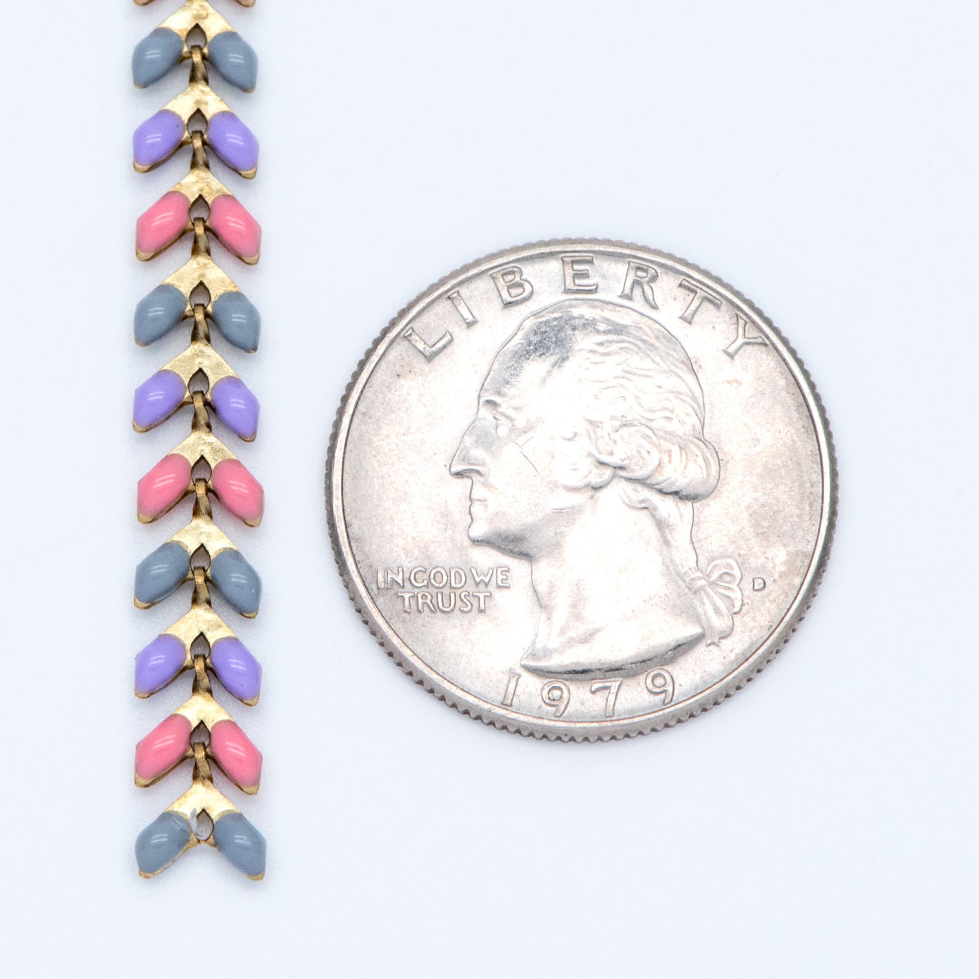 Rainbow Enamel Brass Chevron Chain 6mm, Flat Herringbone Designer Chain, Mix Color (#LK-046-3)/ 1 Meter=3.3ft