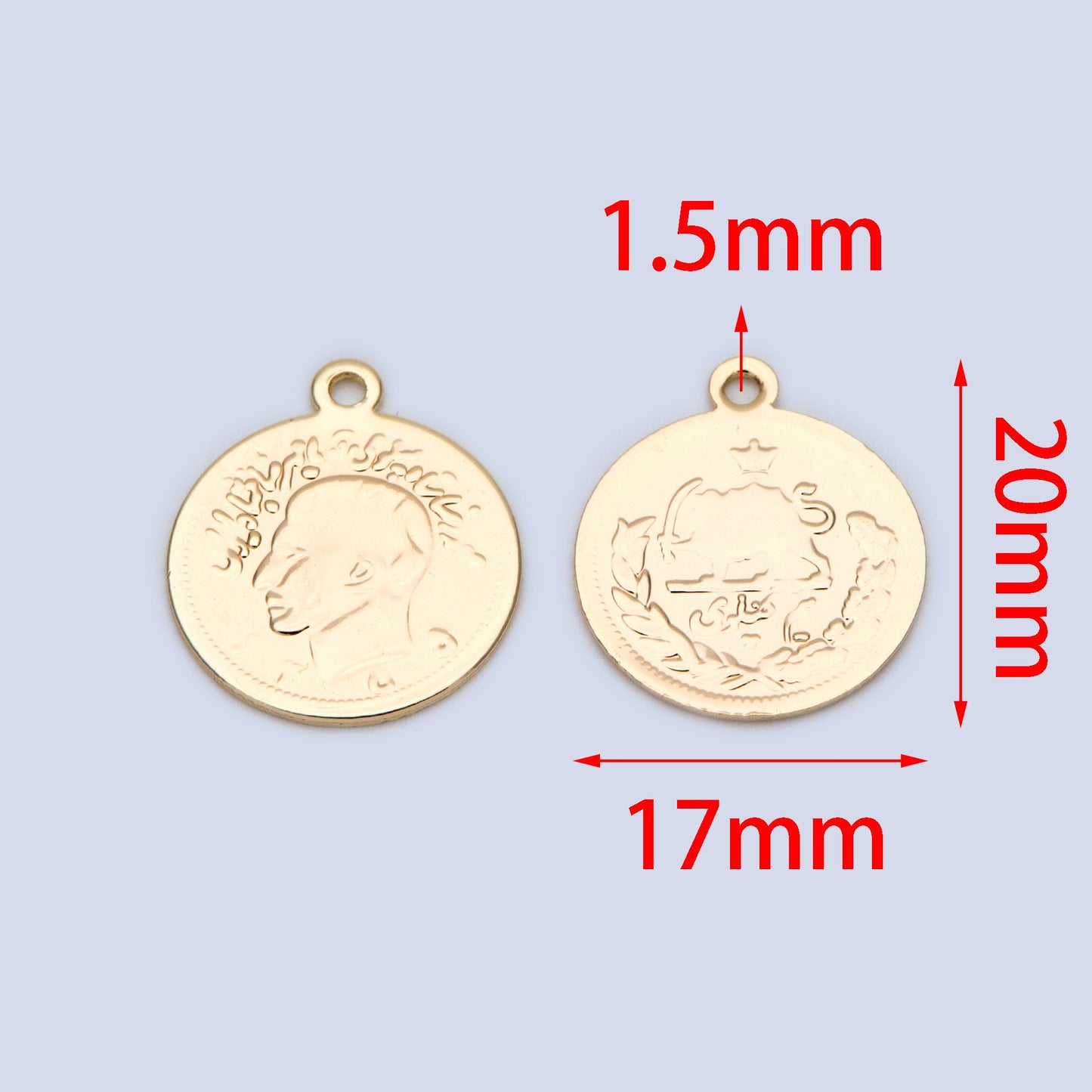 10pcs Gold/ Silver Coin Charms 17mm, Round Coin Disk Pendants, Jewelry Supplies (GB-1746-C)