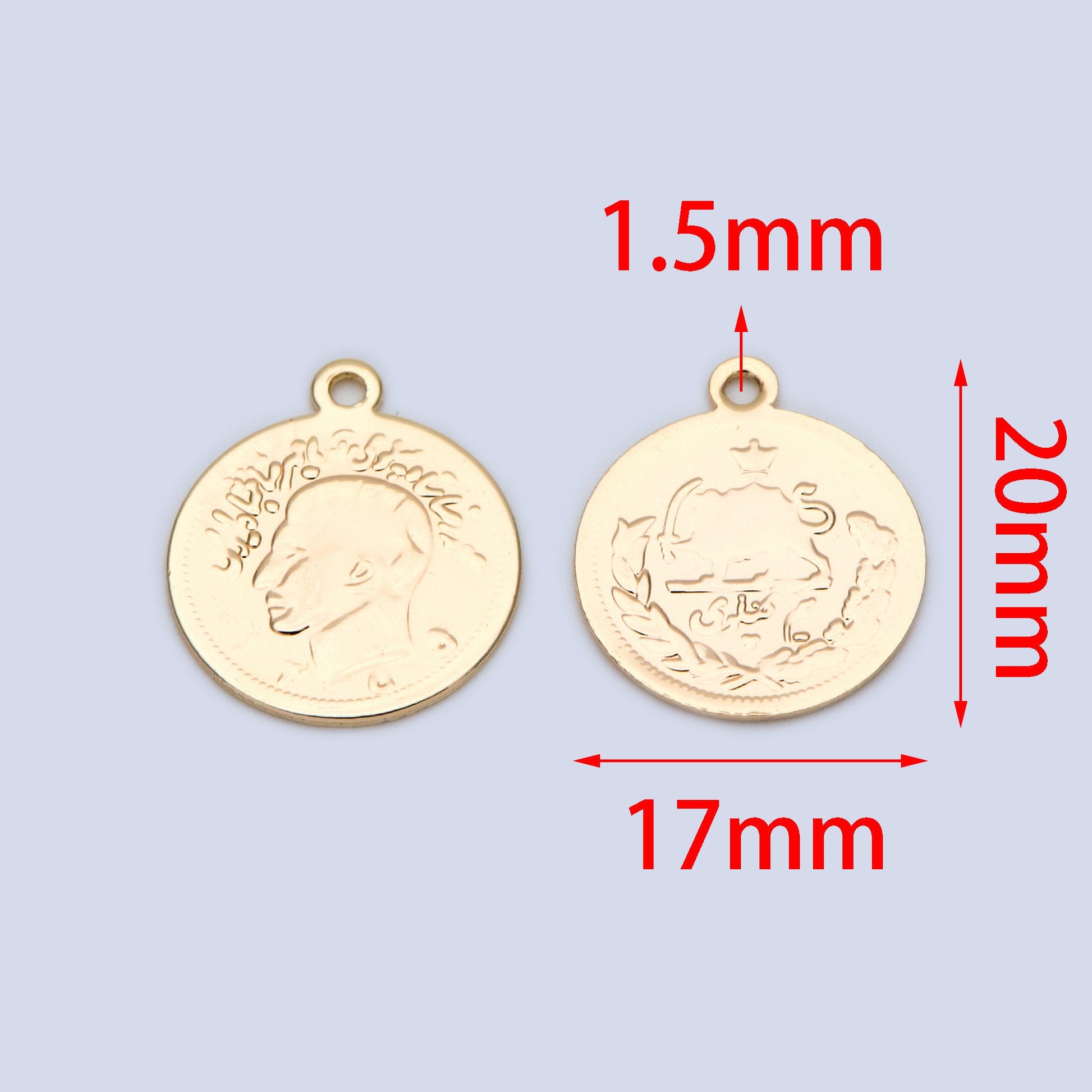 10pcs Gold/ Silver Coin Charms 17mm, Round Coin Disk Pendants, Jewelry Supplies (GB-1746-C)