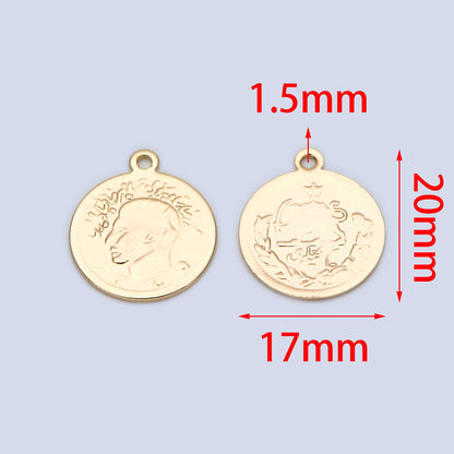 10pcs Gold/ Silver Coin Charms 17mm, Round Coin Disk Pendants, Jewelry Supplies (GB-1746-C)