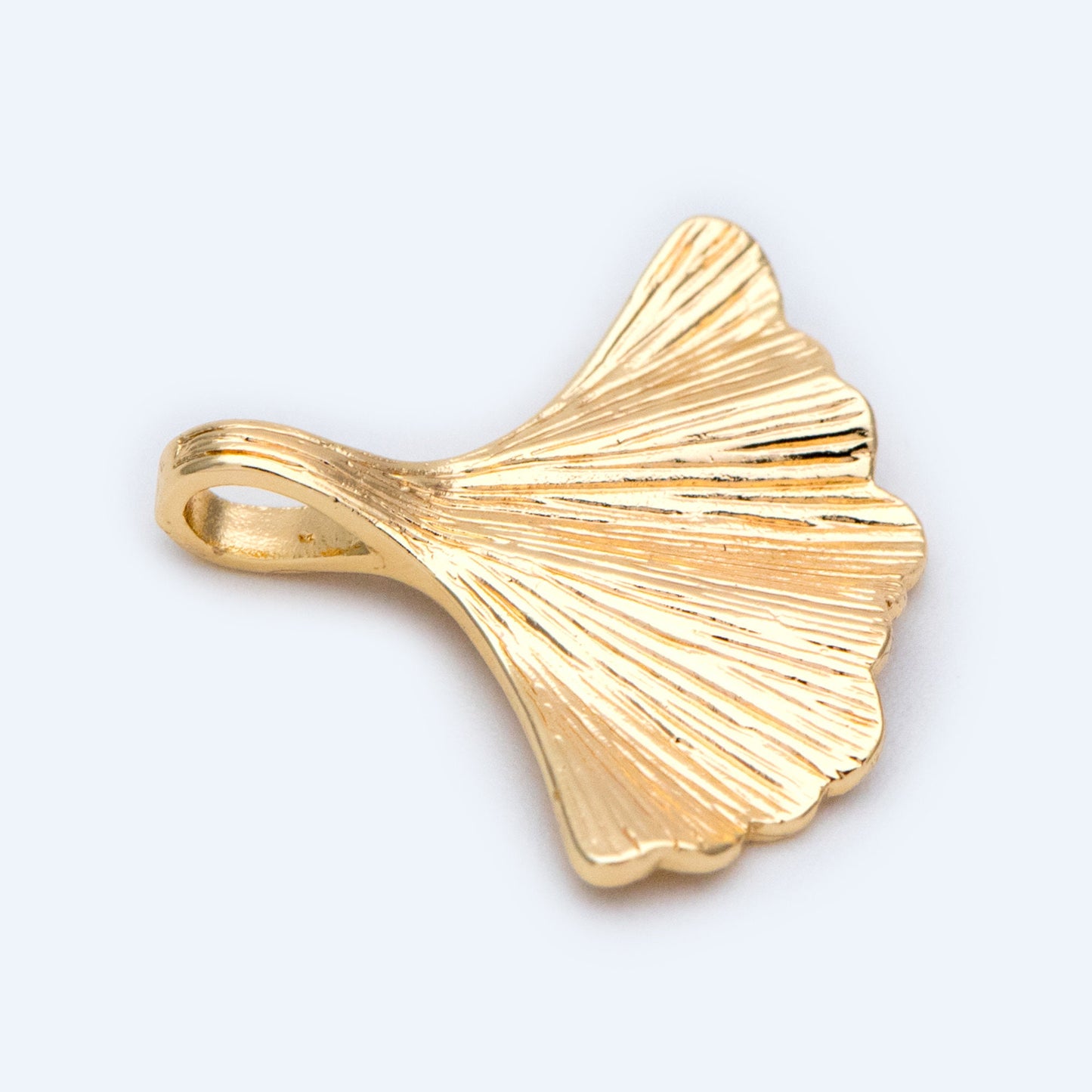 10pcs Gold Fan Shaped Charm 19x21mm, 18K Gold plated Ginkgo Leaf charm (GB-214-C)