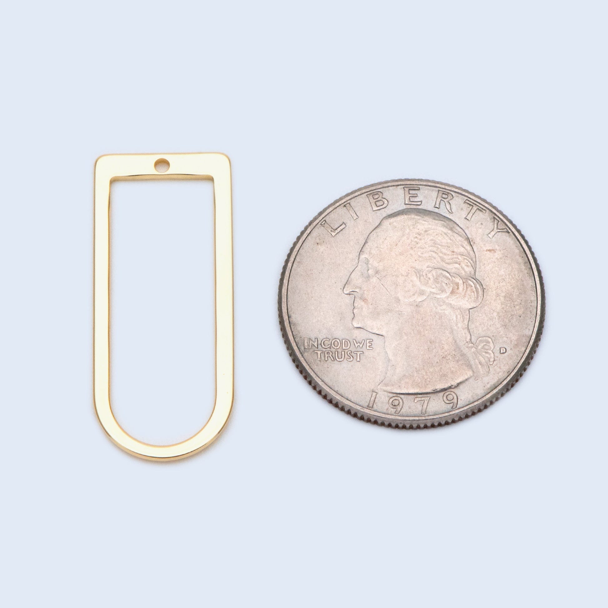 10pcs Gold/ Rhodium plated Brass Geometric Charms,30x13mm D Shaped Pendant (GB-1436)