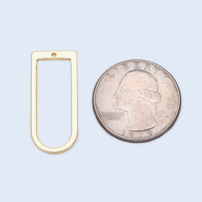 10pcs Gold/ Rhodium plated Brass Geometric Charms,30x13mm D Shaped Pendant (GB-1436)