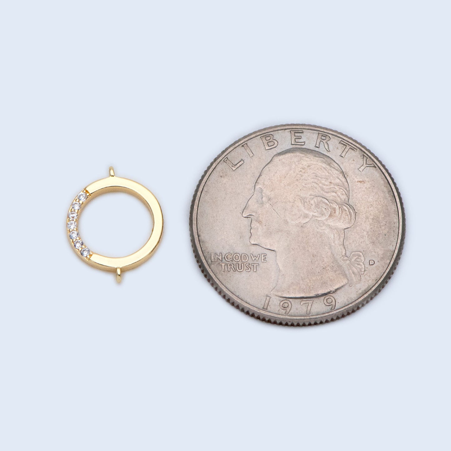 10pcs CZ Paved Gold plated Brass Round Connectors, Circle Connector, 11x14mm, Bracelet Connector (GB-1437)