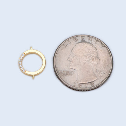 10pcs CZ Paved Gold plated Brass Round Connectors, Circle Connector, 11x14mm, Bracelet Connector (GB-1437)