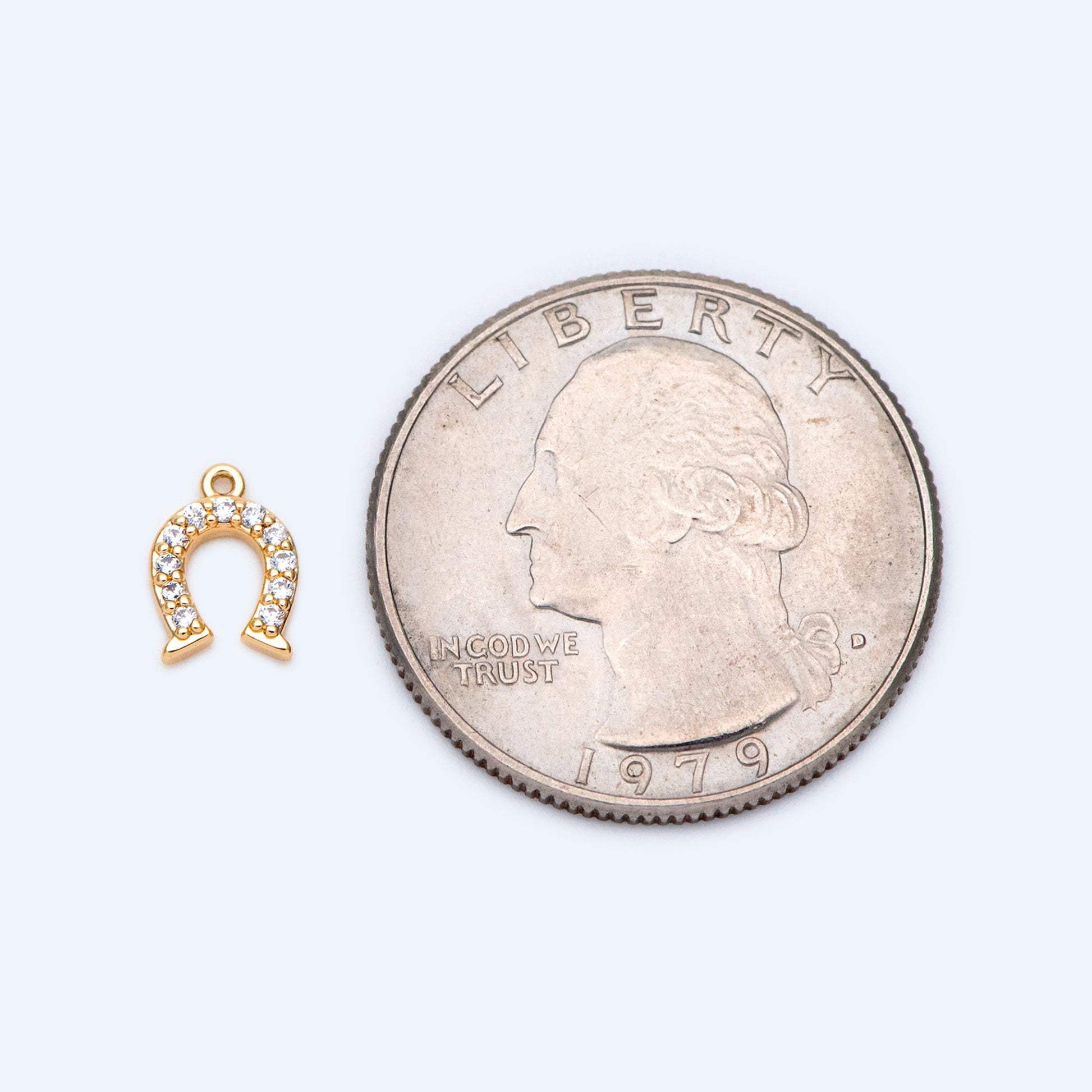 10pcs CZ Pave Gold Horseshoe Charms 9x6.5mm, U-shaped charm, Jewelry Supplies (GB-1439)