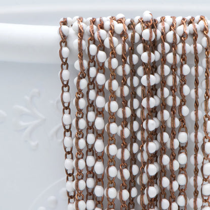 White Enamel Brass Chain 2.5mm Thin, Unplated Brass Designer Chains (#LK-050-2)/ 1 Meter=3.3ft