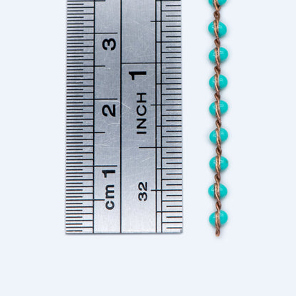 Green Enamel Brass Chain 2.5mm Thin, Unplated Brass Designer Chains (#LK-050-3)/ 1 Meter=3.3ft