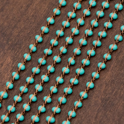 Green Enamel Brass Chain 2.5mm Thin, Unplated Brass Designer Chains (#LK-050-3)/ 1 Meter=3.3ft