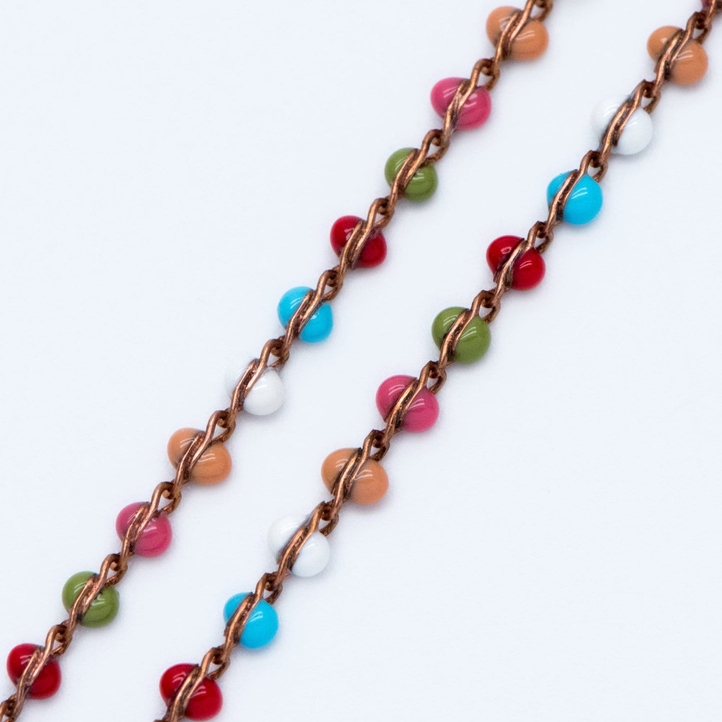 Rainbow Enamel Brass Chain 2.5mm Thin, Unplated Brass Designer Chains (#LK-050-8)/ 1 Meter=3.3ft