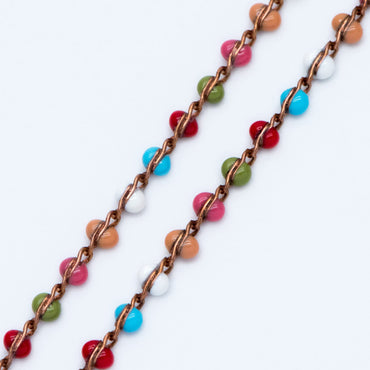 Rainbow Enamel Brass Chain 2.5mm Thin, Unplated Brass Designer Chains (#LK-050-8)/ 1 Meter=3.3ft