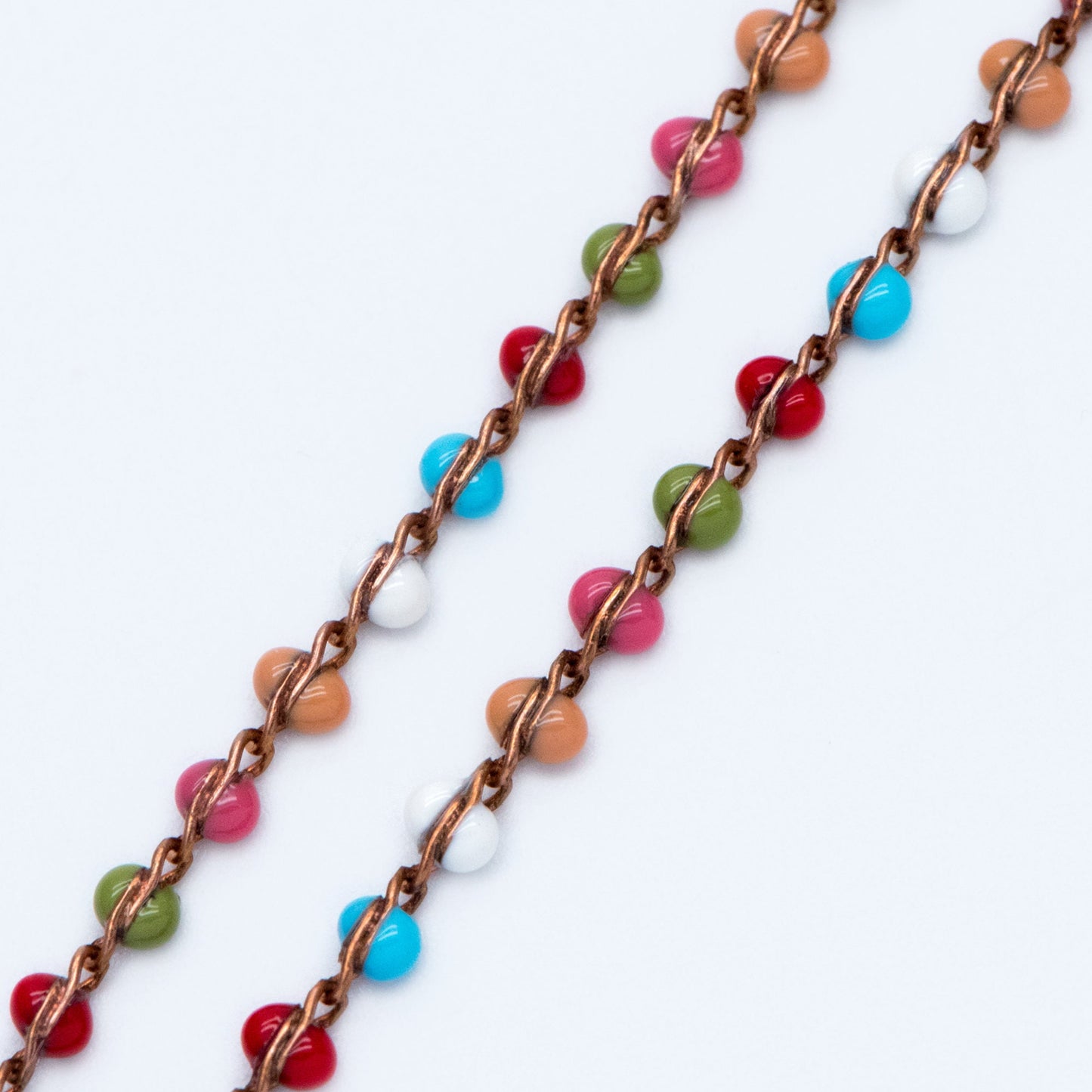 Rainbow Enamel Brass Chain 2.5mm Thin, Unplated Brass Designer Chains (#LK-050-8)/ 1 Meter=3.3ft