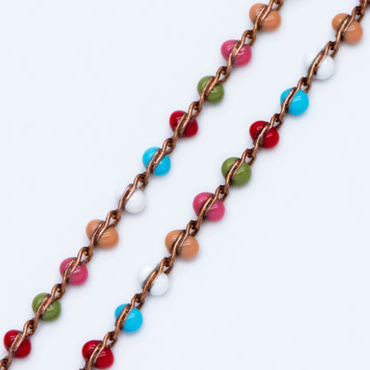 Rainbow Enamel Brass Chain 2.5mm Thin, Unplated Brass Designer Chains (#LK-050-8)/ 1 Meter=3.3ft