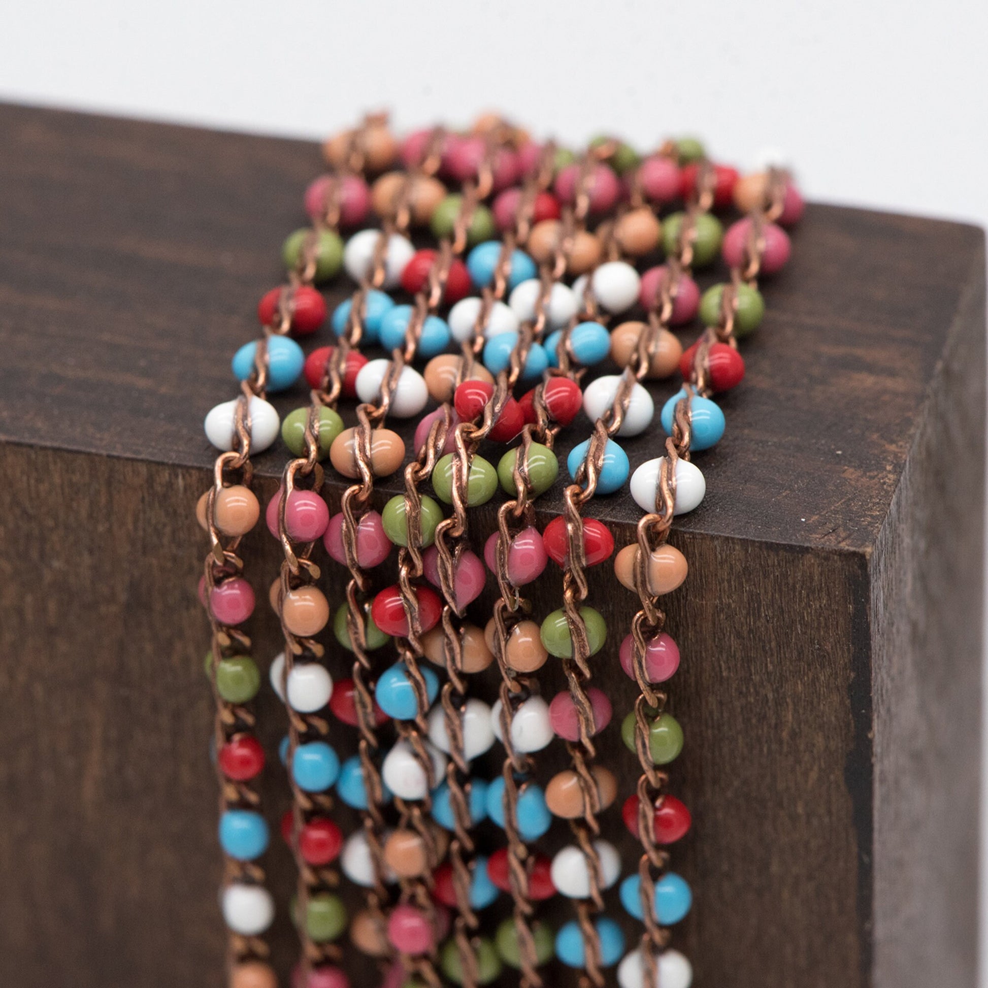 Rainbow Enamel Brass Chain 2.5mm Thin, Unplated Brass Designer Chains (#LK-050-8)/ 1 Meter=3.3ft