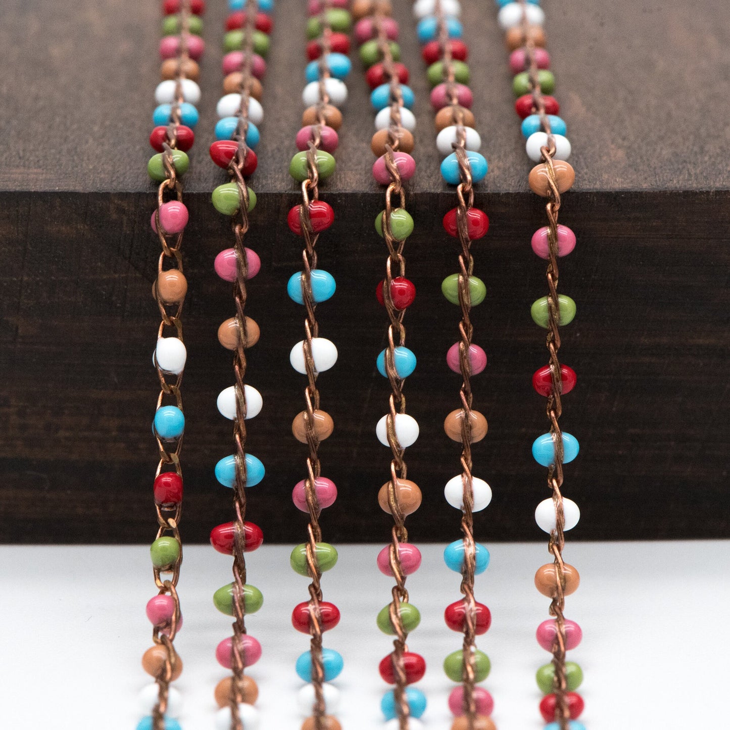 Rainbow Enamel Brass Chain 2.5mm Thin, Unplated Brass Designer Chains (#LK-050-8)/ 1 Meter=3.3ft