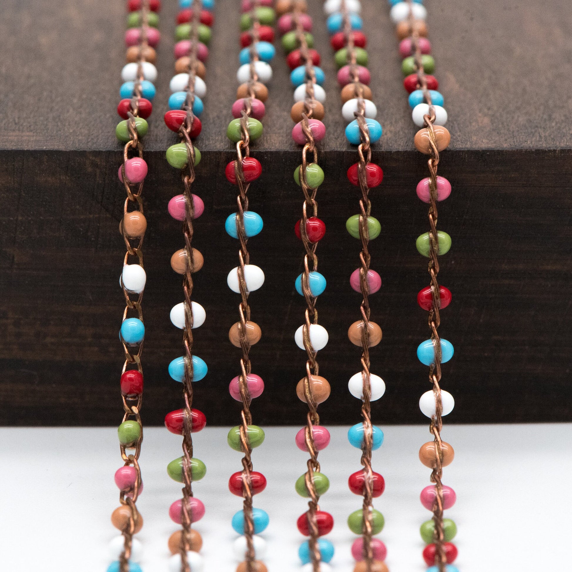 Rainbow Enamel Brass Chain 2.5mm Thin, Unplated Brass Designer Chains (#LK-050-8)/ 1 Meter=3.3ft