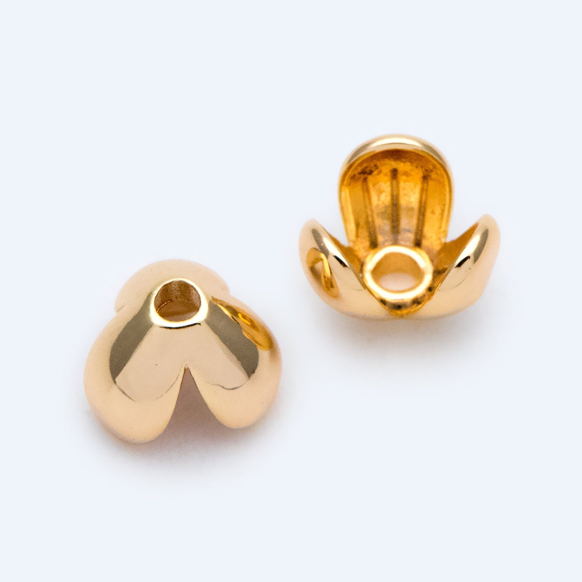 10pcs Flower Bead Caps 7.3mm, Real Gold plated Brass, Floral Spacer Beads (GB-1466)