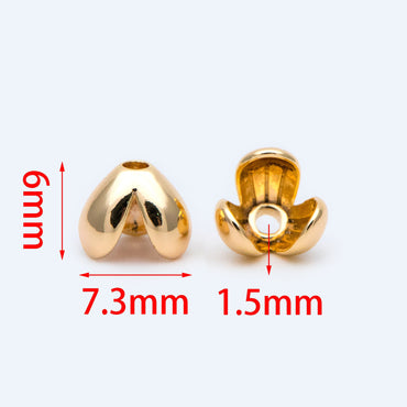 10pcs Flower Bead Caps 7.3mm, Real Gold plated Brass, Floral Spacer Beads (GB-1466)