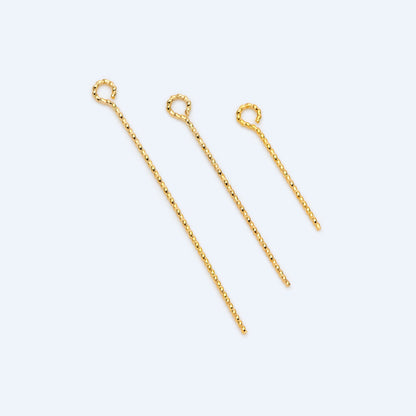 100pcs Gold/ Silver Tone Eye Pins, 20/ 30/ 40mm by 0.7mm, Gold/ Rhodium plated Brass Eyepins Wholesale (GB-1434)