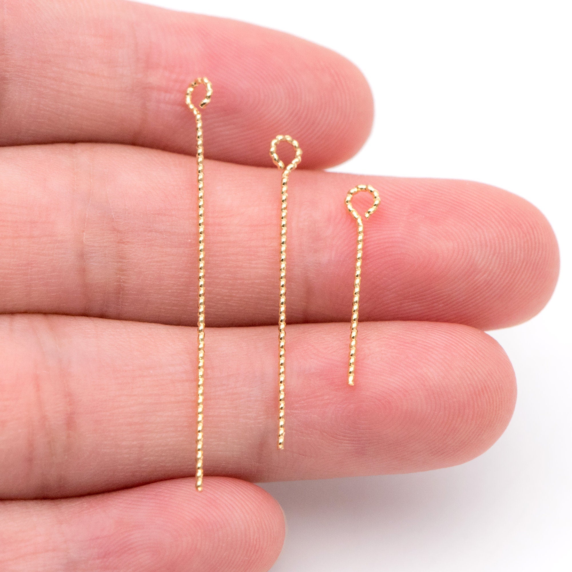 100pcs Gold/ Silver Tone Eye Pins, 20/ 30/ 40mm by 0.7mm, Gold/ Rhodium plated Brass Eyepins Wholesale (GB-1434)