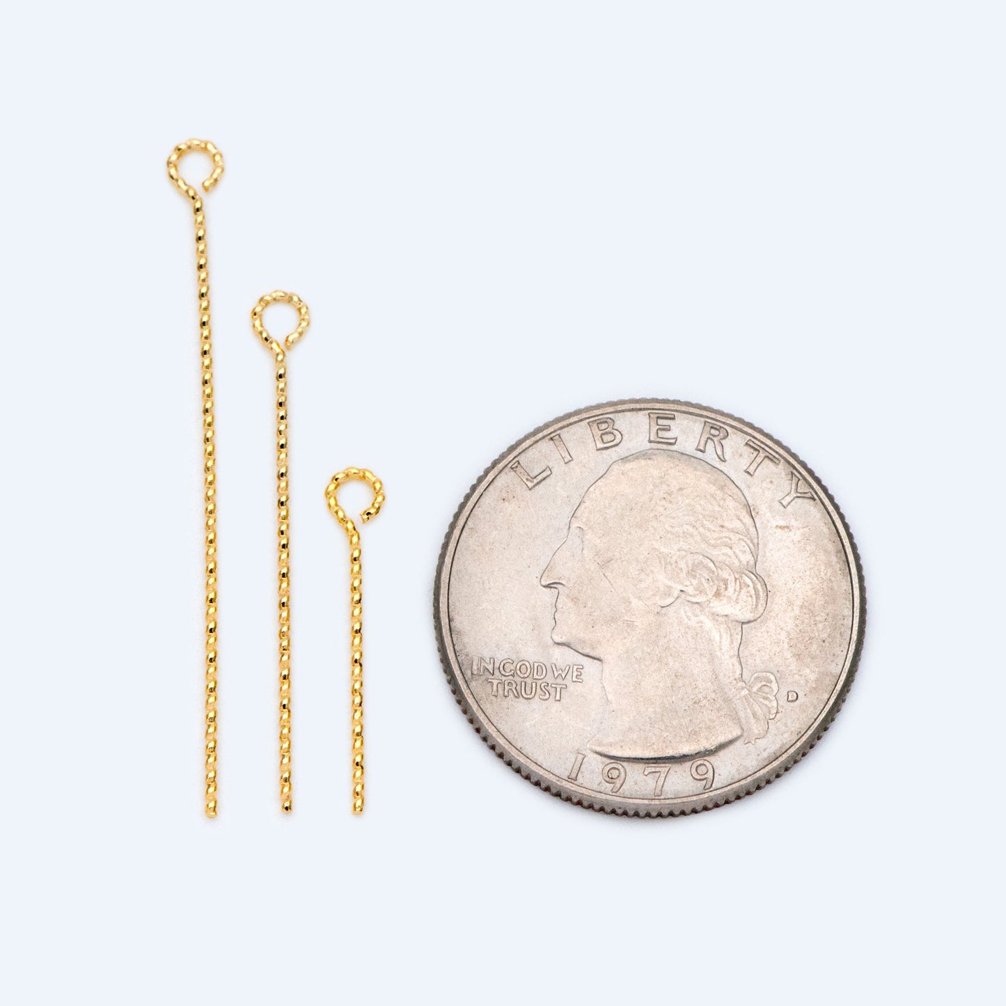 100pcs Gold/ Silver Tone Eye Pins, 20/ 30/ 40mm by 0.7mm, Gold/ Rhodium plated Brass Eyepins Wholesale (GB-1434)