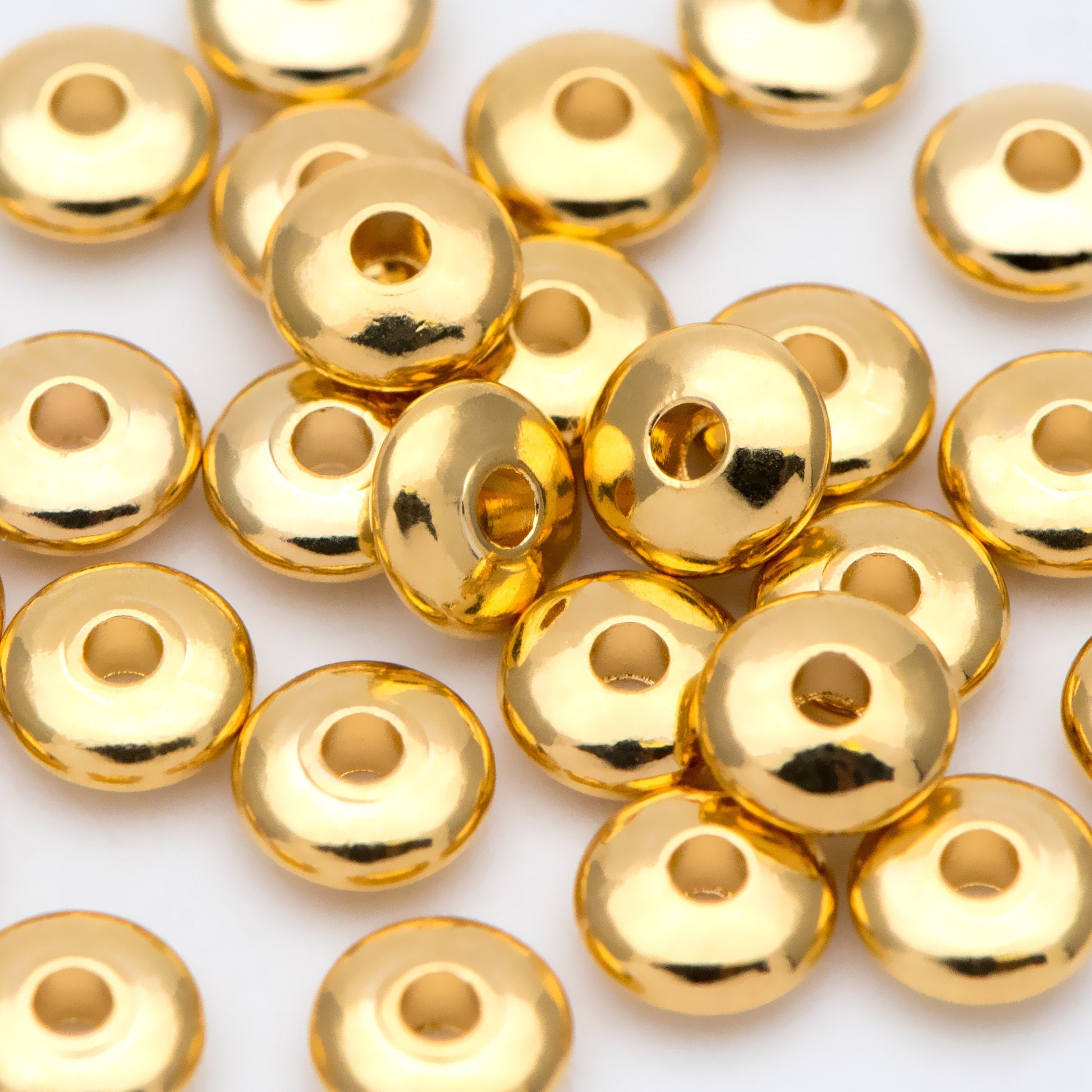 20pcs Gold Rondelle Beads, Gold plated Brass Spacers 5mm (GB-1334)