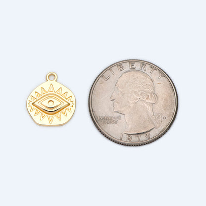 4pcs Gold/ Silver Textured Evil Eye Charms 15.5x13.5mm, 18K Gold/ Rhodium plated Brass, Evil Eye Pendants (GB-4085-B)