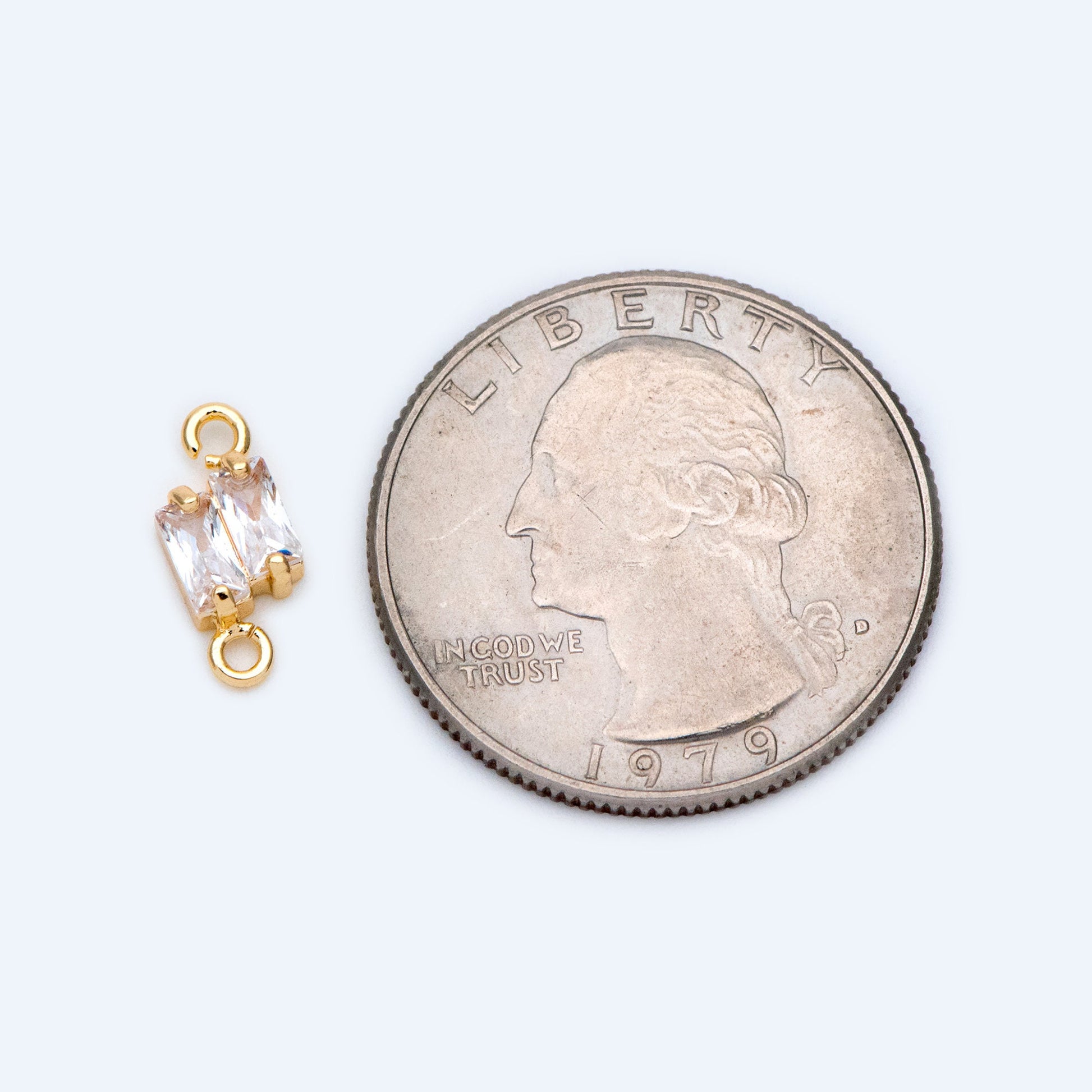 10pcs CZ pave Gold Rhombus Charms 12x5mm, 18K Gold plated Brass, Geometric Connector Pendants (GB-2947-E)