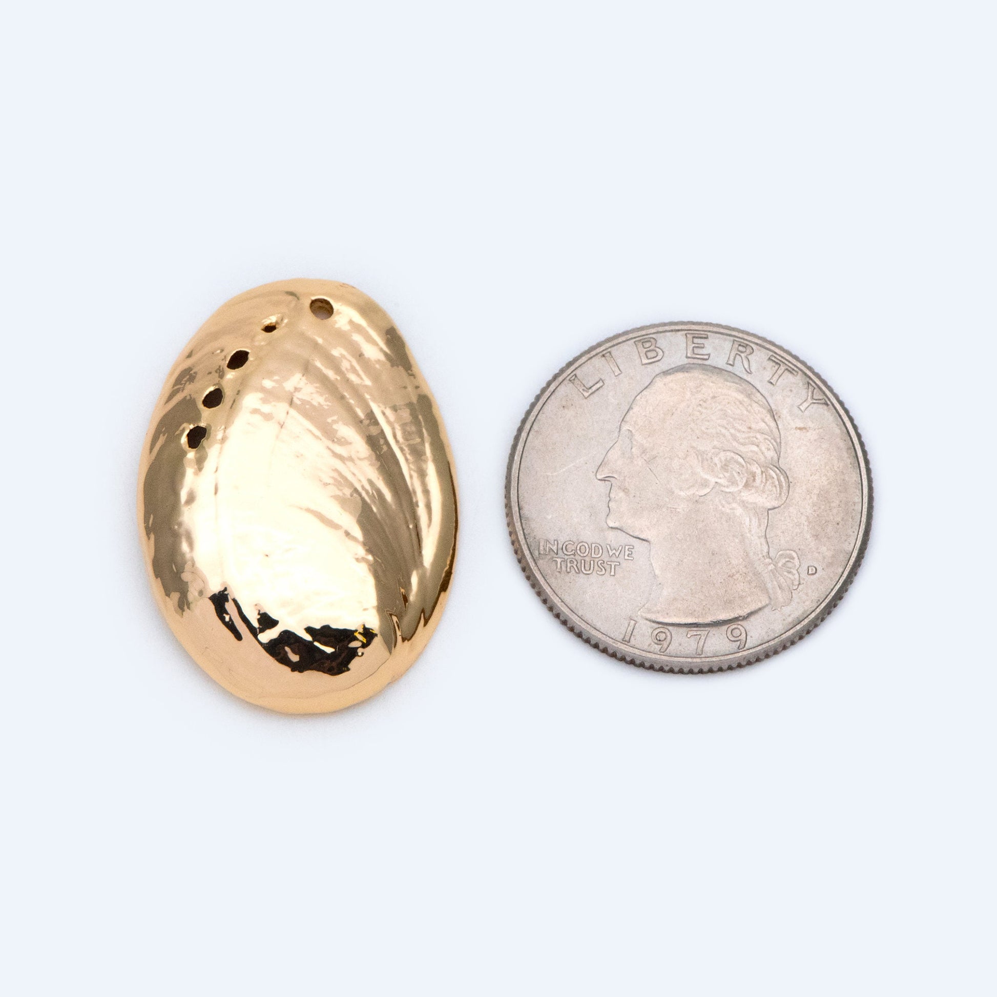 10pcs Gold Seashell Charms 30x20mm, 18K Gold plated Brass, Abalone shell Pendants (GB-2680-I)