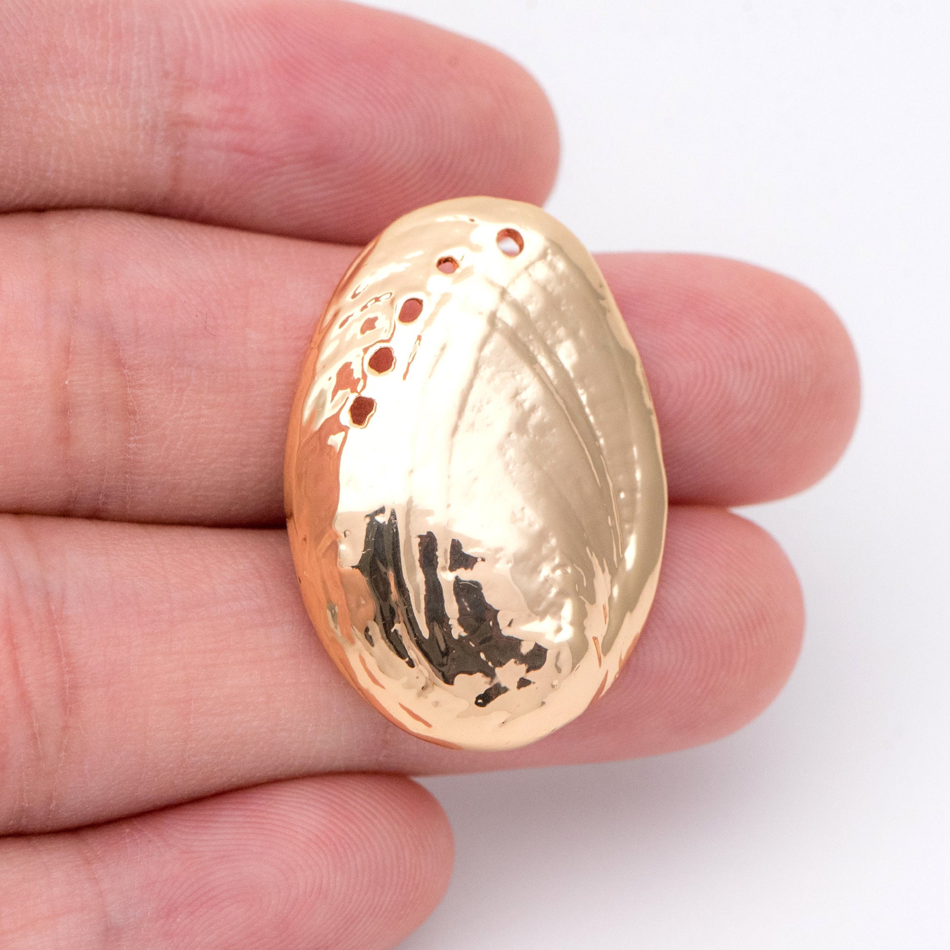 10pcs Gold Seashell Charms 30x20mm, 18K Gold plated Brass, Abalone shell Pendants (GB-2680-I)