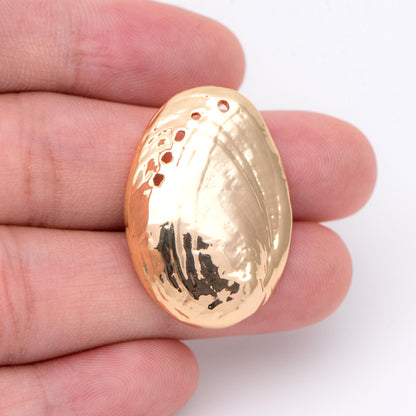 10pcs Gold Seashell Charms 30x20mm, 18K Gold plated Brass, Abalone shell Pendants (GB-2680-I)