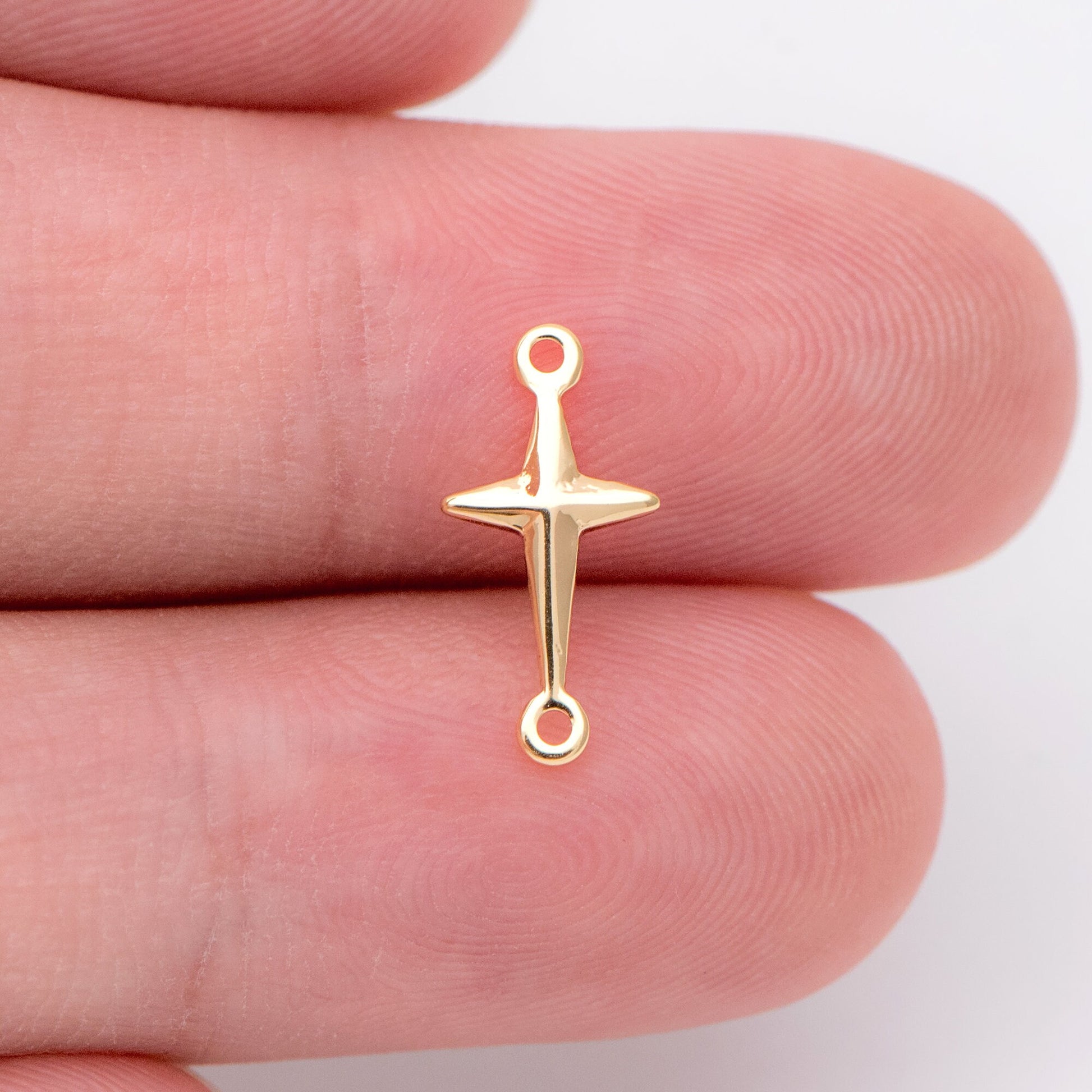 10pcs Gold Cross Charm Connector 13.5mm, 18K Gold plated Brass Cross Pendant (GB-1397)