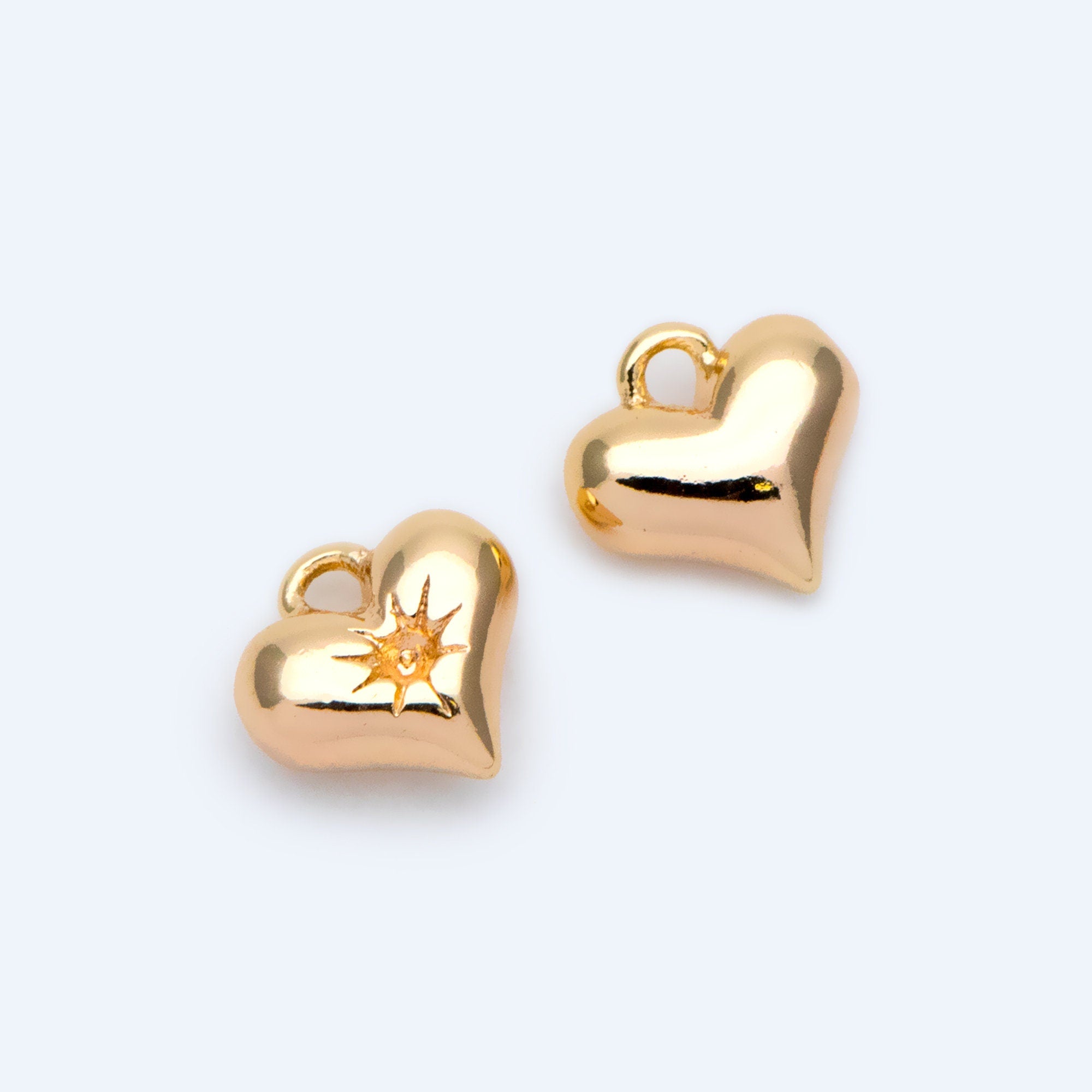 4pcs Gold Heart Charm 7.5x7mm, 18K Gold plated Brass, Jewelry Supply (GB-2782-B)