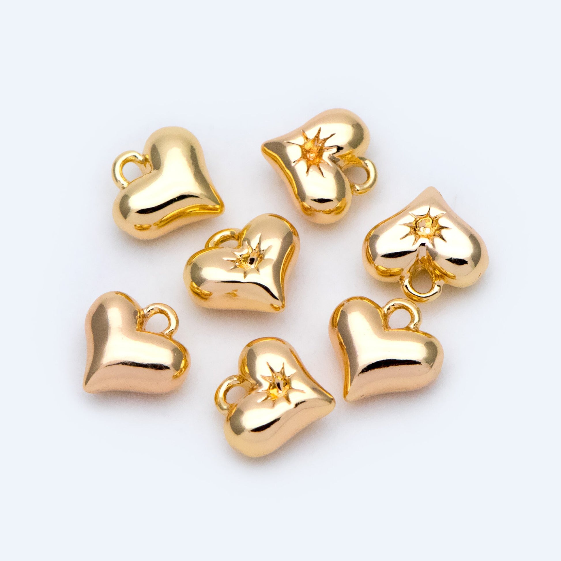 4pcs Gold Heart Charm 7.5x7mm, 18K Gold plated Brass, Jewelry Supply (GB-2782-B)
