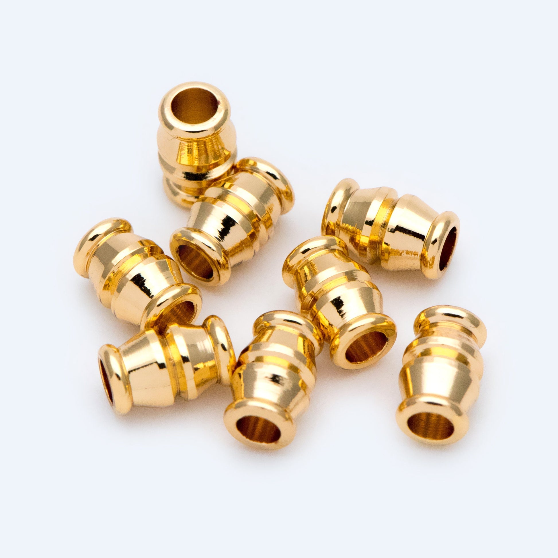 20pcs Gold Tube Beads 7.6x5mm, Real Gold plated Brass Spacers (GB-1459)