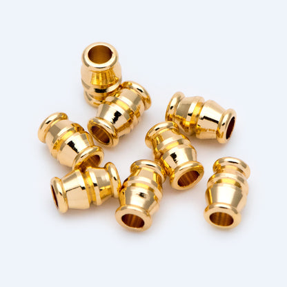 20pcs Gold Tube Beads 7.6x5mm, Real Gold plated Brass Spacers (GB-1459)