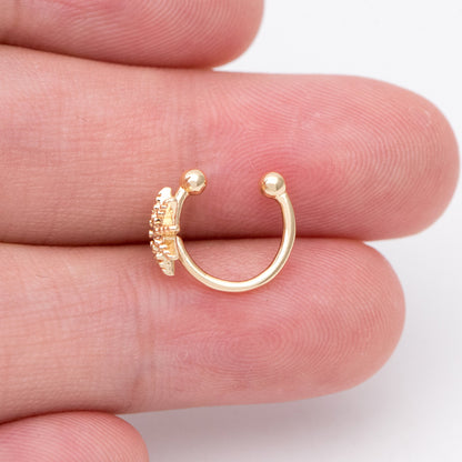 10pcs Cubic Zirconia Adjustable Gold Ear Cuffs, Gold plated Brass Earwire Earring Clips (GB-1336)