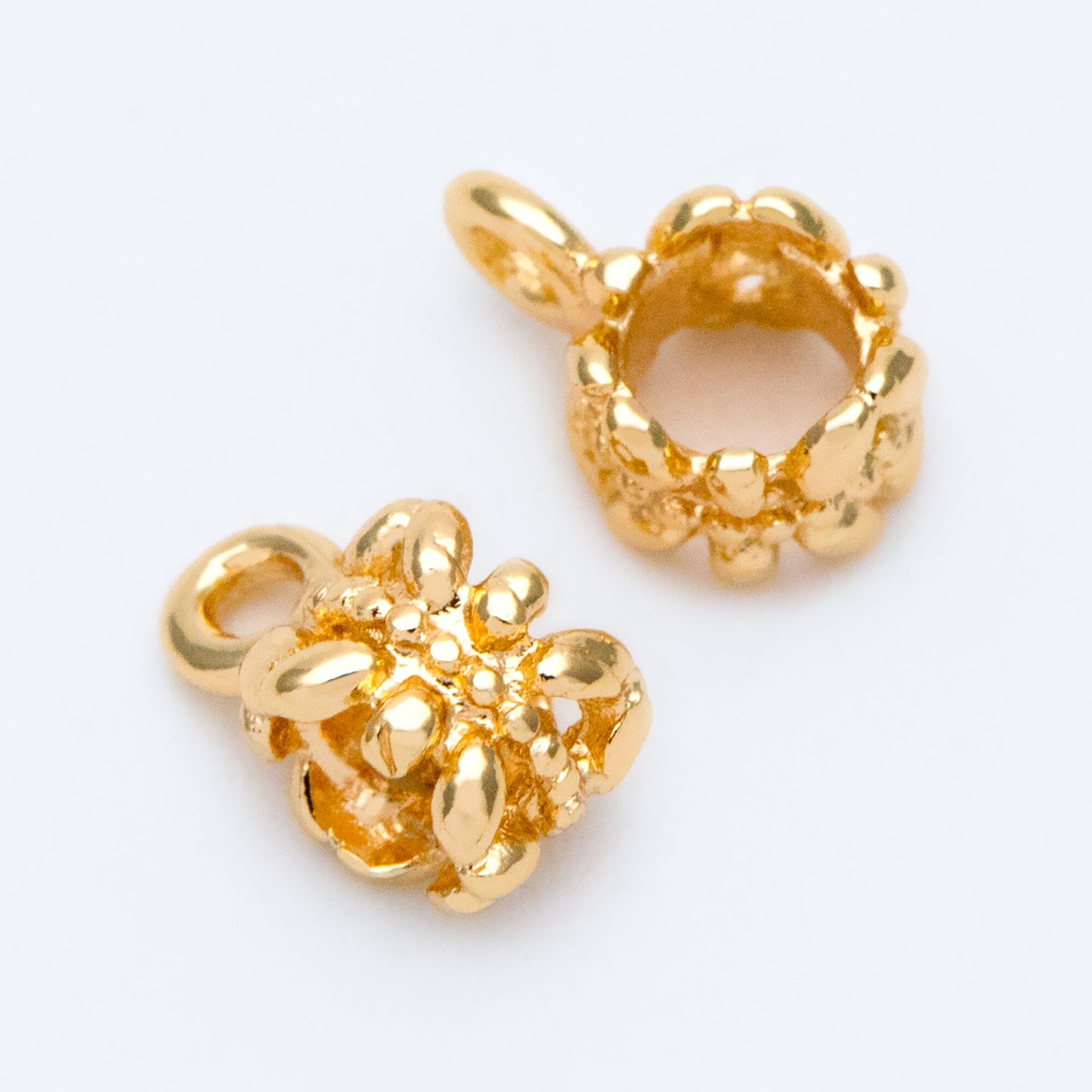 10pcs Gold Bail Beads, Bail Charm Holder Spacer with Loop, Tube Bails, Cord Bails, Slider Bails, Spacer Ring (GB-1328-D)