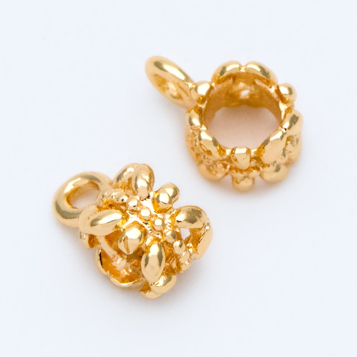 10pcs Gold Bail Beads, Bail Charm Holder Spacer with Loop, Tube Bails, Cord Bails, Slider Bails, Spacer Ring (GB-1328-D)