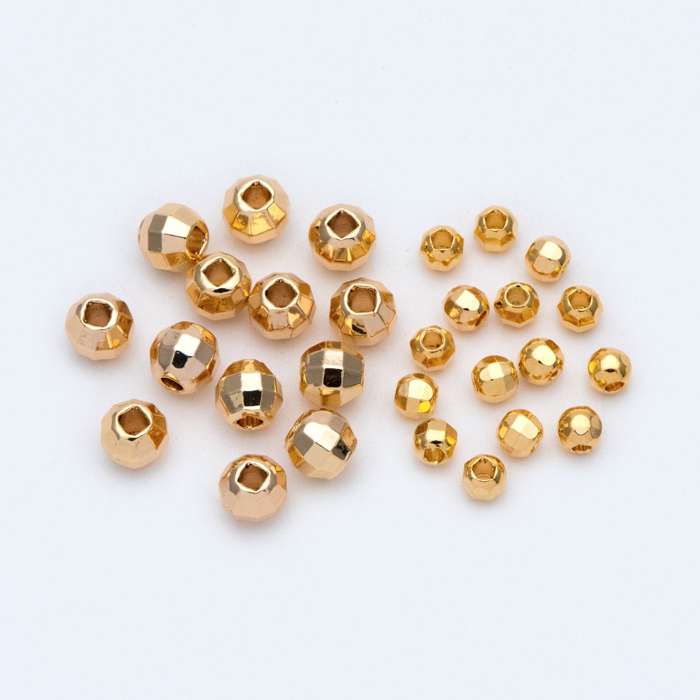 20pcs Gold plated Brass Faceted Spacer Beads 4/6mm, Jewelry Supply (GB-1400)