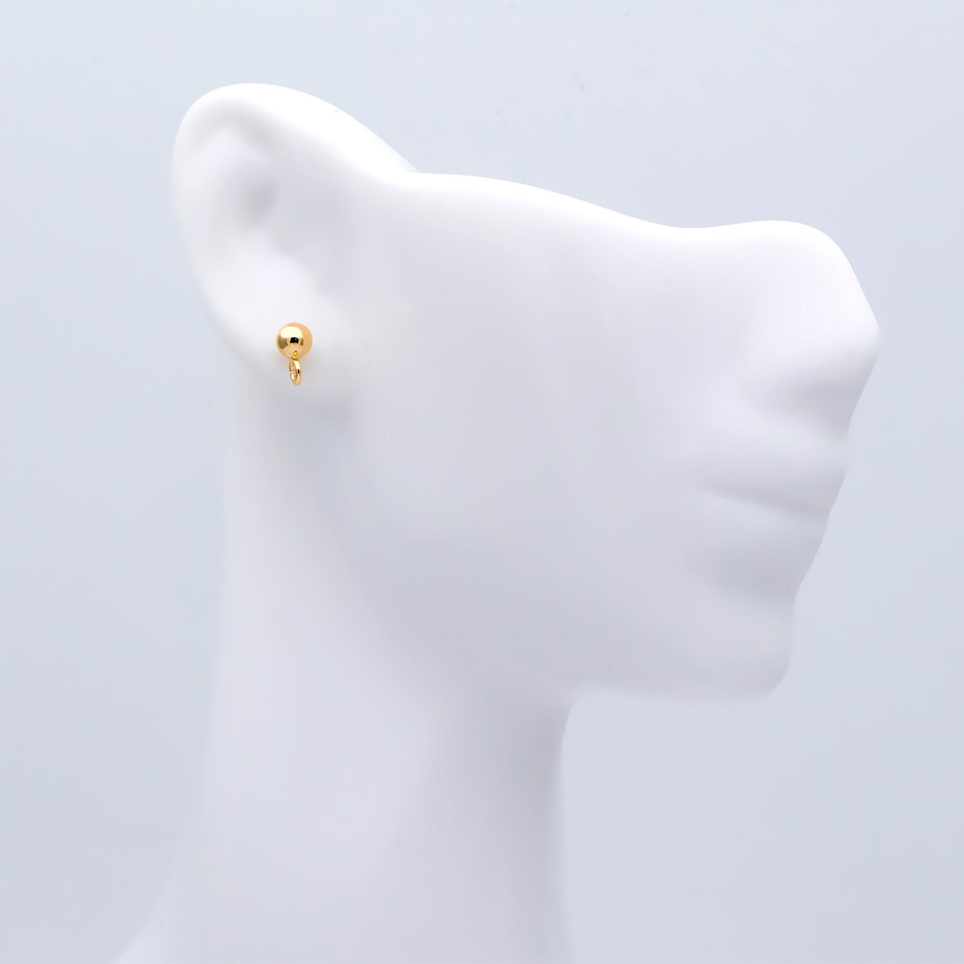 20pcs Gold/ Silver Tone Ball Stud Earring with .925 Pin, Gold/ Rhodium plated Brass Ear Posts, 4 Ball Size (GB-1481)