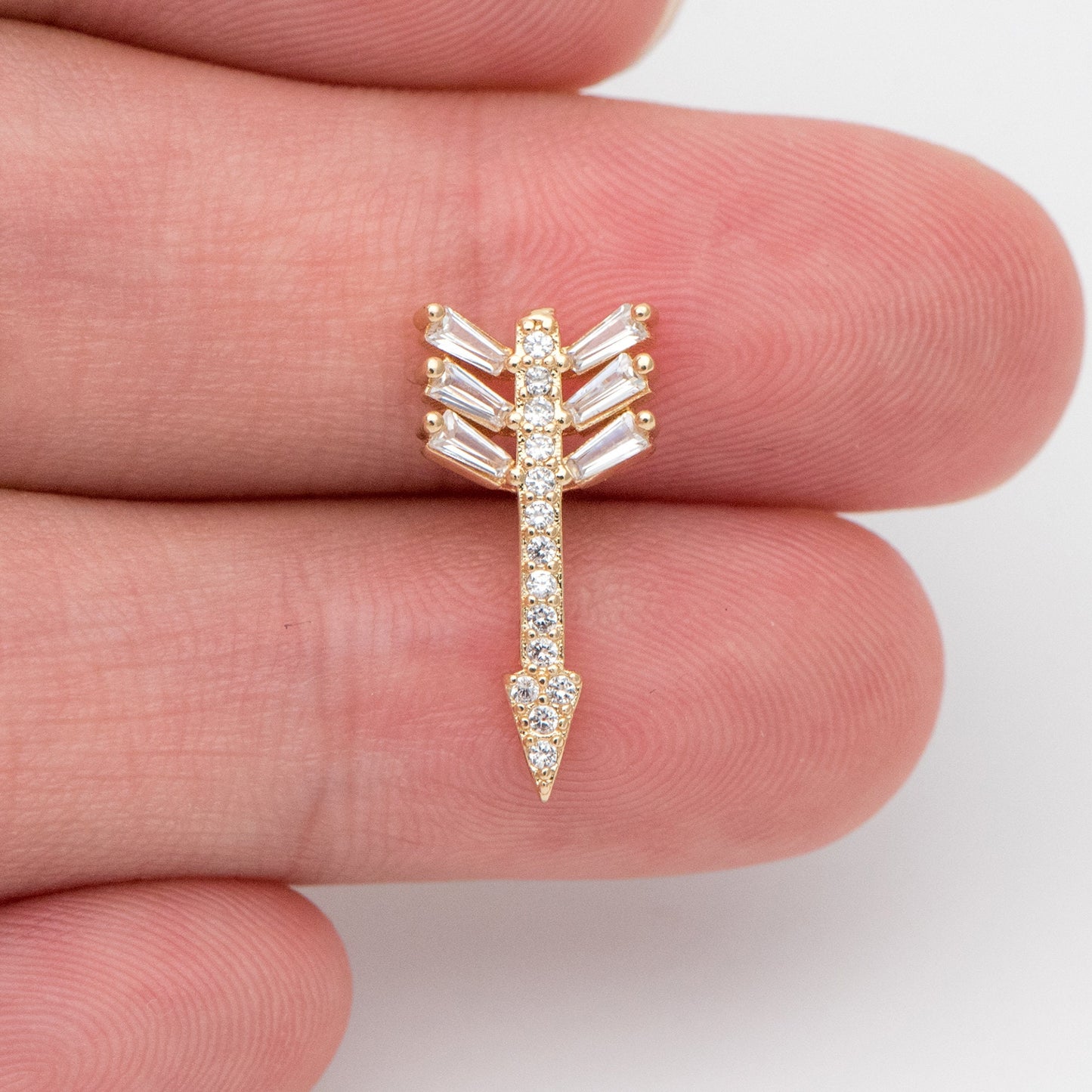 4pcs Arrows Stud Earrings, 18x9mm, CZ Pave Gold Arrows Ear Posts (#GB-1482)