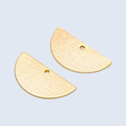 10pcs Brushed Gold/ Silver Semicircle Charms 21/ 24mm, Geometric Disc Coins, Semi Round Pendants (GB-3817)