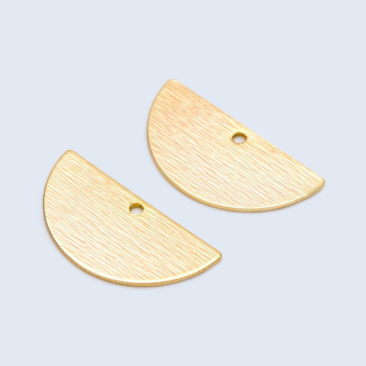 10pcs Brushed Gold/ Silver Semicircle Charms 21/ 24mm, Geometric Disc Coins, Semi Round Pendants (GB-3817)