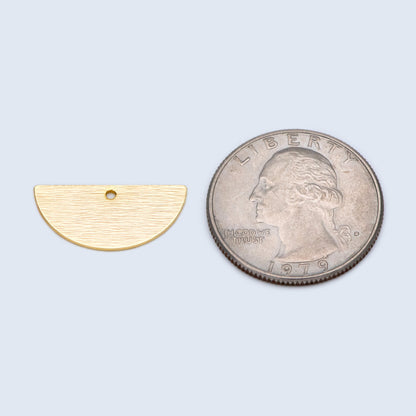 10pcs Brushed Gold/ Silver Semicircle Charms 21/ 24mm, Geometric Disc Coins, Semi Round Pendants (GB-3817)
