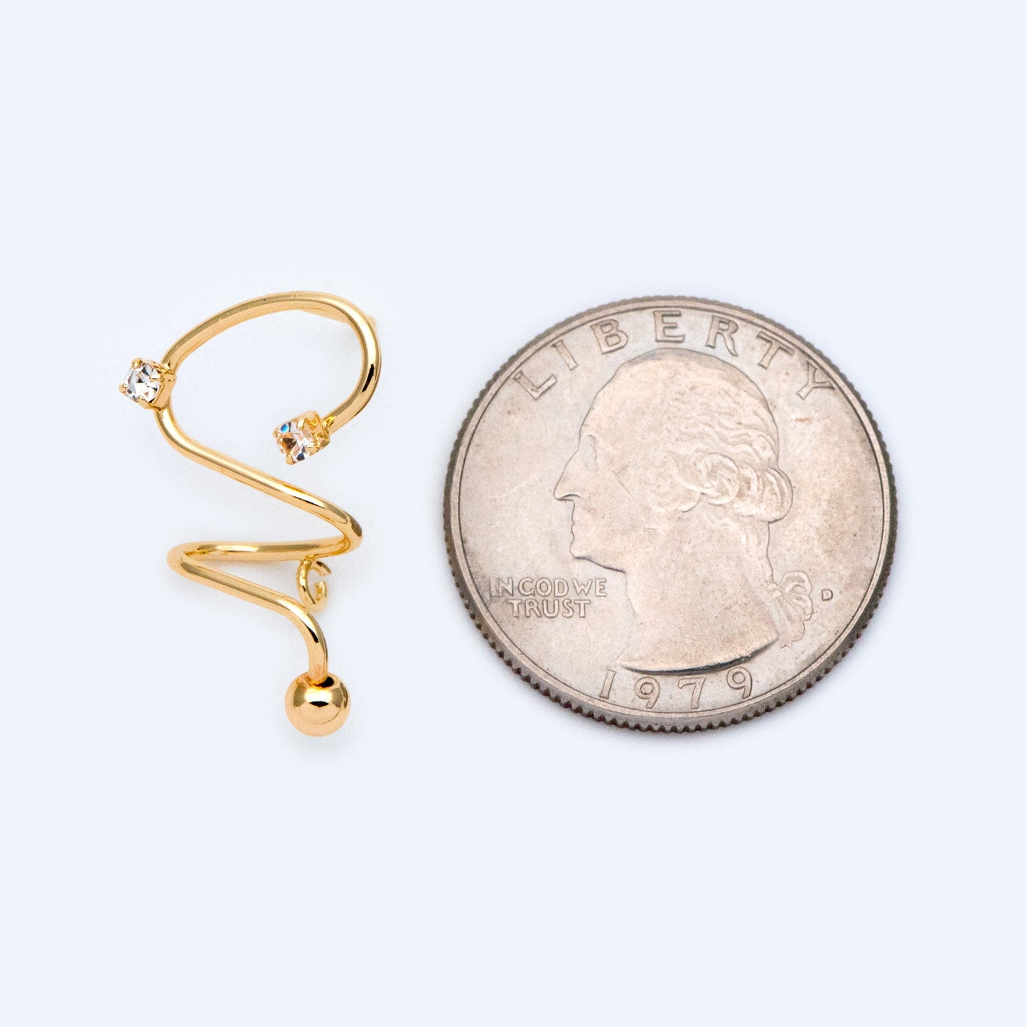 4pcs Spiral Earring with Loop, 18K Gold plated Brass, Spin In Earrings, Wire Earrings (#GB-1419)